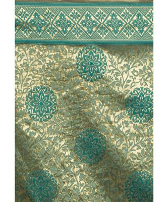 Blue woven banarasi saree with blouse 4