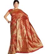 Red woven banarasi saree with blouse