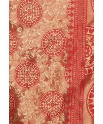 Red woven banarasi saree with blouse 4