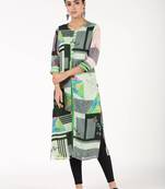 Green printed georgette kurtas-and-kurtis