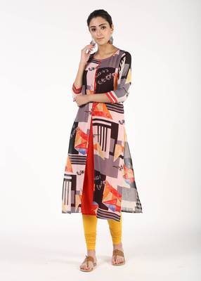 Red printed georgette kurtas-and-kurtis 1