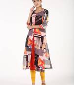 Red printed georgette kurtas-and-kurtis