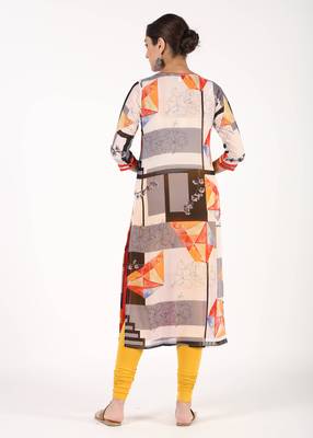 Red printed georgette kurtas-and-kurtis 4