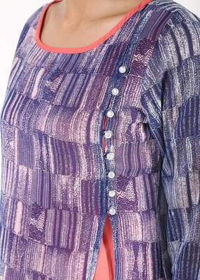 Pink printed georgette kurtas-and-kurtis 3