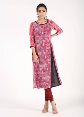Red printed georgette kurtas-and-kurtis 1