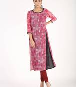 Red printed georgette kurtas-and-kurtis