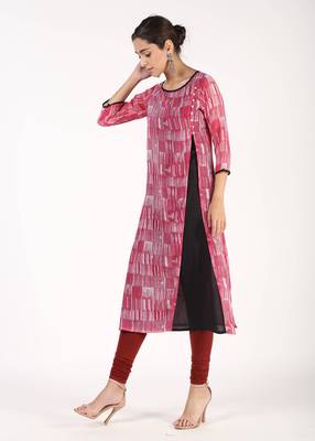Red printed georgette kurtas-and-kurtis 2