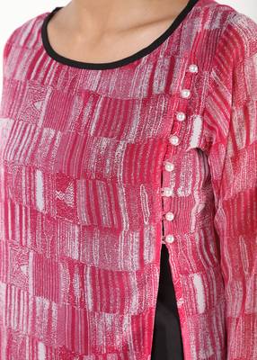 Red printed georgette kurtas-and-kurtis 3