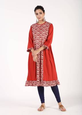 Red printed cotton kurtas-and-kurtis 1