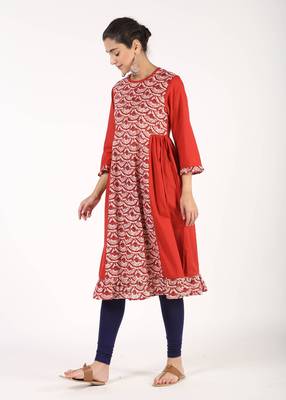 Red printed cotton kurtas-and-kurtis 2