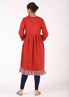 Red printed cotton kurtas-and-kurtis 4