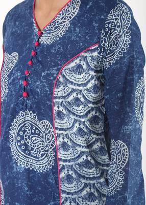 Blue printed cotton kurtas-and-kurtis 3