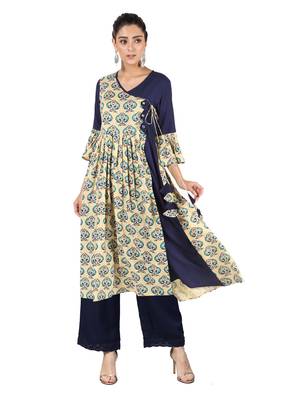 Cream printed cotton kurtas-and-kurtis 1