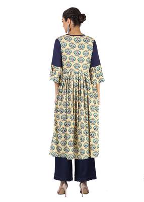 Cream printed cotton kurtas-and-kurtis 3