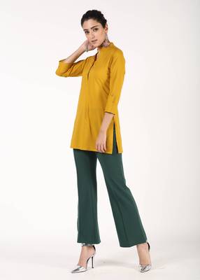 Mustard printed cotton kurtas-and-kurtis 4