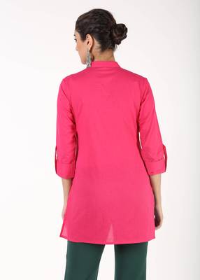 Pink plain cotton kurtas-and-kurtis 4