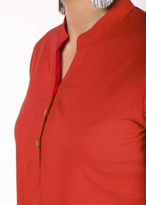 Red plain cotton kurtas-and-kurtis 3