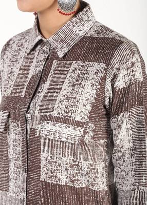 Brown printed cotton kurtas-and-kurtis 3
