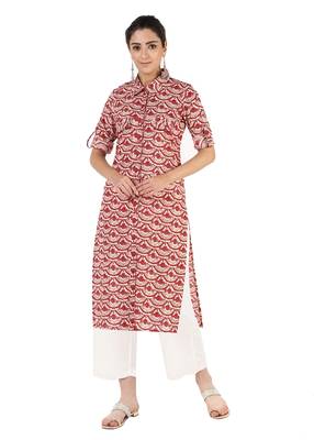 Red printed cotton kurtas-and-kurtis 1