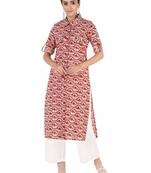 Red printed cotton kurtas-and-kurtis