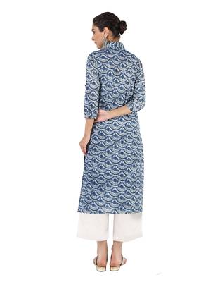 Blue printed cotton kurtas-and-kurtis 2