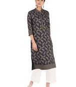 Blue printed cotton kurtas-and-kurtis