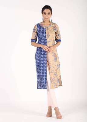 Beige printed cotton kurtas-and-kurtis 1