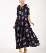 Blue printed cotton kurtas-and-kurtis