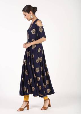 Blue printed cotton kurtas-and-kurtis 2