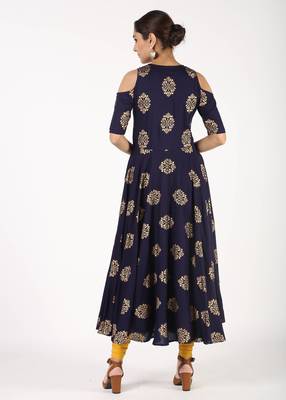 Blue printed cotton kurtas-and-kurtis 3