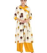 Off white printed cotton kurtas-and-kurtis
