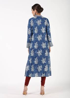 Blue printed cotton kurtas-and-kurtis 3