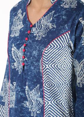 Blue printed cotton kurtas-and-kurtis 4