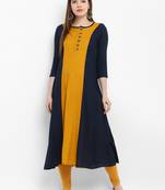 Mustard plain rayon kurtas-and-kurtis