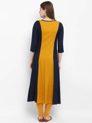Mustard plain rayon kurtas-and-kurtis 3
