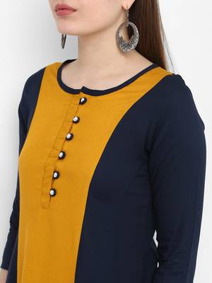 Mustard plain rayon kurtas-and-kurtis 5