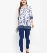 White printed cotton kurtas-and-kurtis