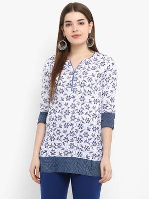 White printed cotton kurtas-and-kurtis 5