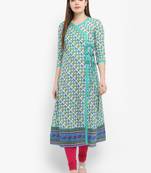 Blue printed cotton kurtas-and-kurtis