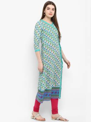 Blue printed cotton kurtas-and-kurtis 2