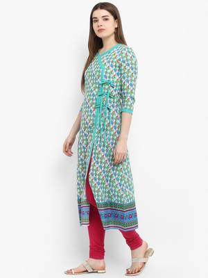 Blue printed cotton kurtas-and-kurtis 3