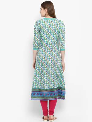 Blue printed cotton kurtas-and-kurtis 4