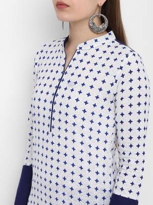 Blue printed cotton kurtas-and-kurtis 5