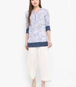 Blue printed cotton kurtas-and-kurtis