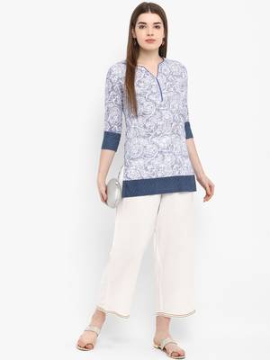 Blue printed cotton kurtas-and-kurtis 3