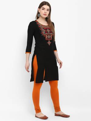 Black embroidered rayon kurtas-and-kurtis 2