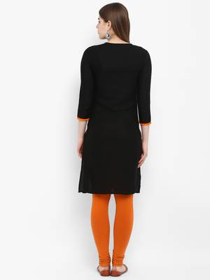 Black embroidered rayon kurtas-and-kurtis 3