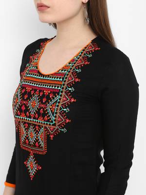 Black embroidered rayon kurtas-and-kurtis 5