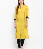 Mustard plain rayon kurtas-and-kurtis