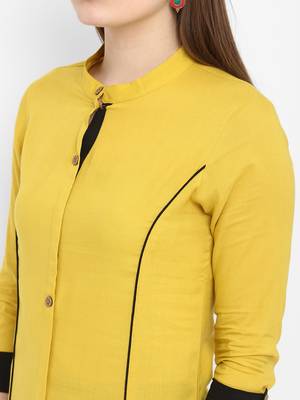 Mustard plain rayon kurtas-and-kurtis 4